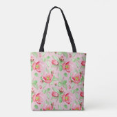 Roze appel bloesem met monogram tote bag (Achterkant)
