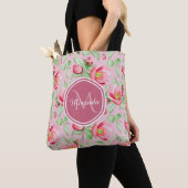 Roze appel bloesem met monogram tote bag (Dichtbij)