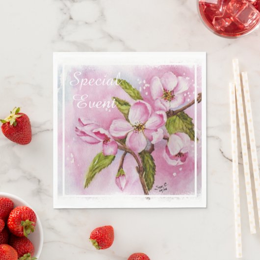 Roze appel bloesems servet (Insitu)