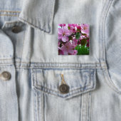 Roze appel bloesems vierkante button 5,1 cm (In situ)