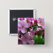 Roze appel bloesems vierkante button 5,1 cm (Voorkant /achterkant)