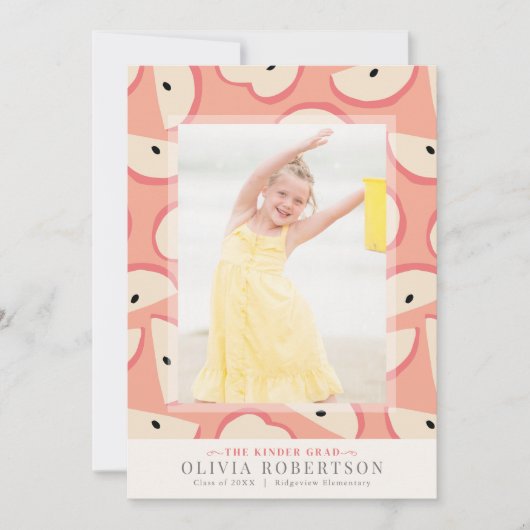 Roze appel meisje foto Afstuderen aankondiging (Voorkant)