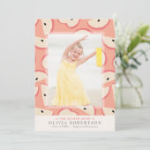 Roze appel meisje foto Afstuderen aankondiging (Staand voorkant)