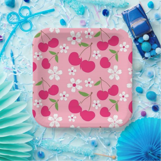 Roze appel papieren bordje (Feest)