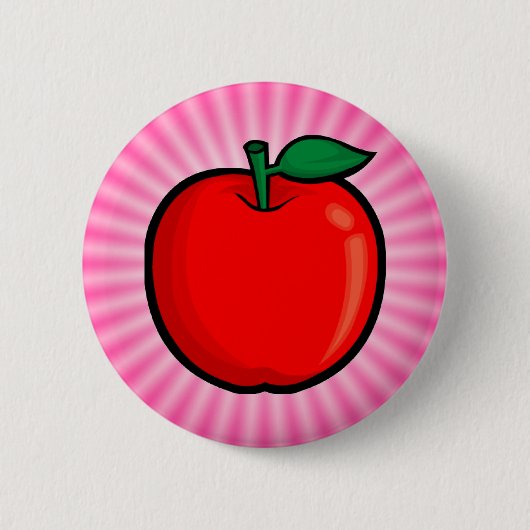 Roze appel ronde button 5,7 cm (Voorkant)