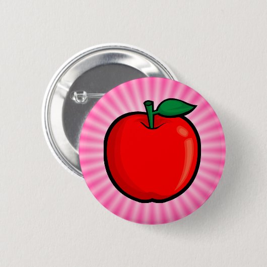 Roze appel ronde button 5,7 cm (Voorkant /achterkant)