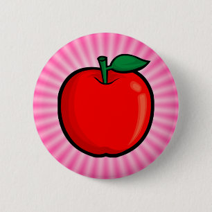 Roze appel ronde button 5,7 cm
