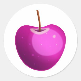 Roze appel ronde sticker