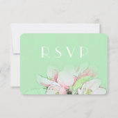 Roze appelbloemen in de groene rsvp bruiloft (Achterkant)