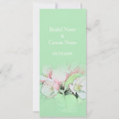 Roze appelbloemen voor de groene bruiloft kaart (Achterkant)