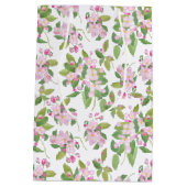 Roze appelbloesem bloemmotief op wit medium cadeauzakje (Achterkant)