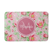 Roze Appelbloesem Monogram Badmat (Voorkant)