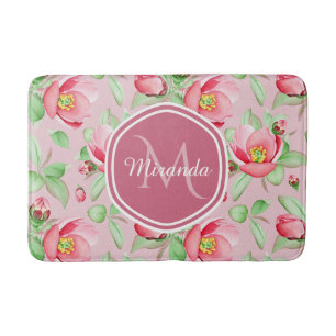 Roze Appelbloesem Monogram Badmat