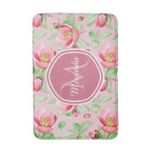 Roze Appelbloesem Monogram Badmat (Voorkant Verticaal)
