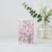 ROZE APPELBLOESEM WATERVERF BLOEM VISITEKAARTJE (Staand voorkant)