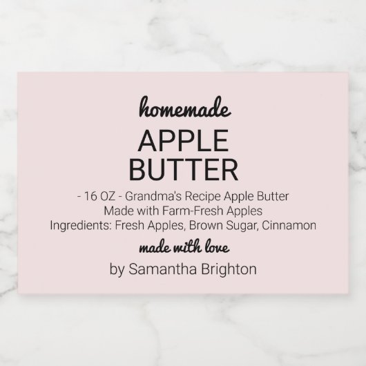 Roze Appelboter Keuken Pantry Food Jar Label Voedselcontainer Etiket (Enkel label)