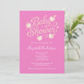 Roze Appels Baby Meisje Baby shower Kaart (Staand voorkant)