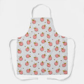 Roze appels en hartjes op een grijze achtergrond schort (Voorkant)