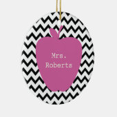 Roze Apple Black Chevron leraar Keramisch Ornament (Rechts)