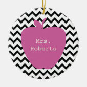 Roze Apple Black Chevron leraar Keramisch Ornament (Voorkant)