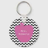 Roze Apple Black Chevron leraar Sleutelhanger (Voorkant)