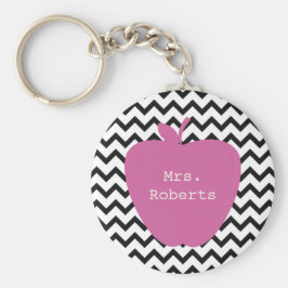 Roze Apple Black Chevron leraar Sleutelhanger