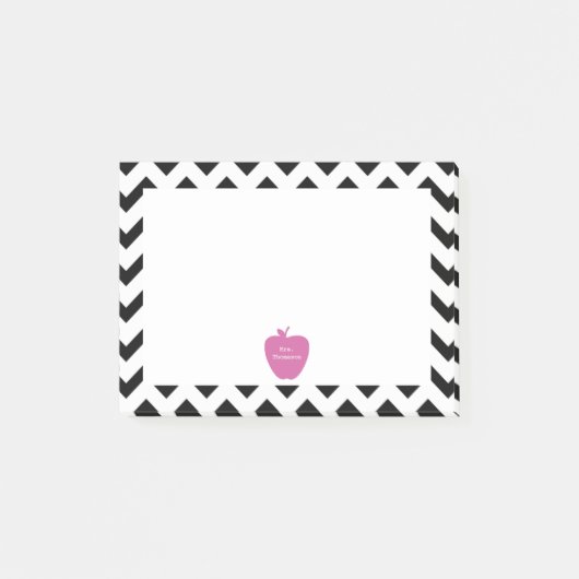 Roze Apple Black Chevron Teacher Post-it® notes (Voorkant)
