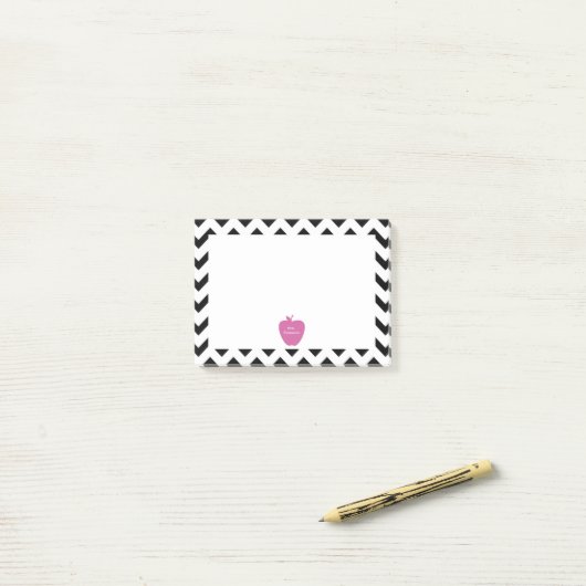 Roze Apple Black Chevron Teacher Post-it® notes (Op bureau)