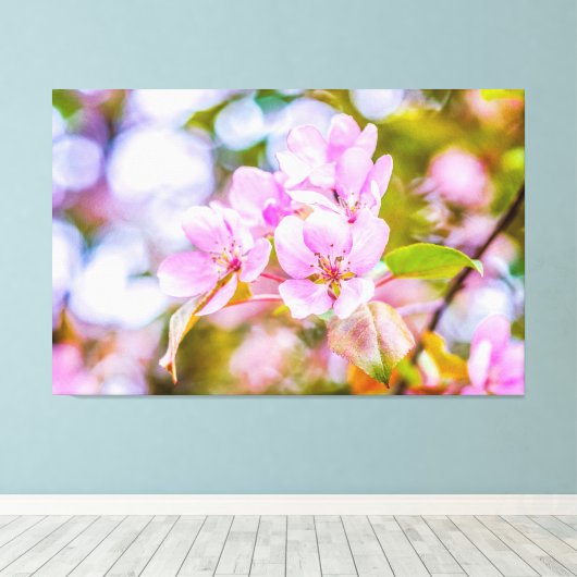 Roze Apple Blossom Canvas Afdruk (Insitu (Houten vloer))