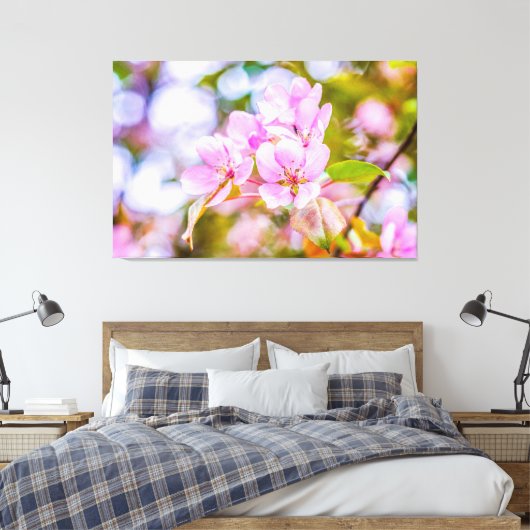 Roze Apple Blossom Canvas Afdruk (Insitu (Slaapkamer))