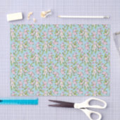 Roze Apple Blossom Floral Pattern on Sky Blue Tissuepapier (Craft)