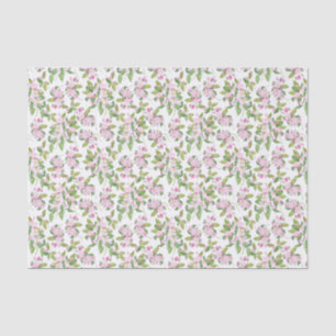 Roze Apple Blossom Floral Pattern on White Tissuepapier