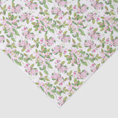 Roze Apple Blossom Floral Pattern on White Tissuepapier (Detail)