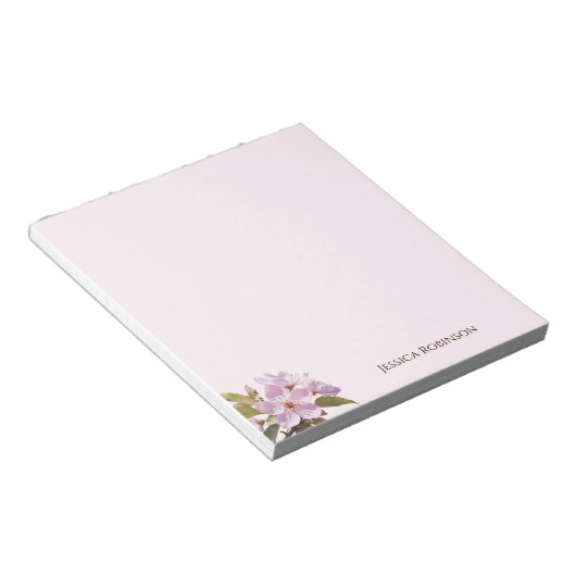 Roze Apple Blossom  gepersonaliseerd Notitieblok (Schuin)