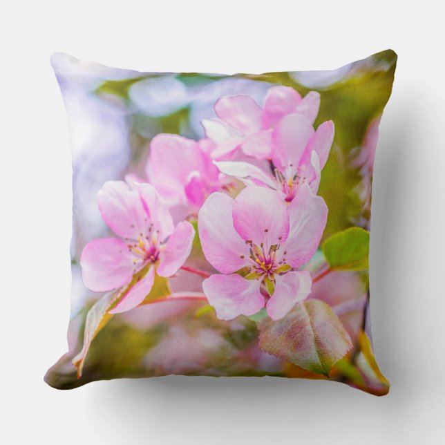 Roze Apple Blossom Kussen (Voorkant)