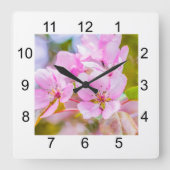 Roze Apple Blossom Vierkante Klok (Voorkant)