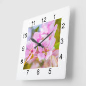 Roze Apple Blossom Vierkante Klok (Hoek)