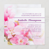 Roze Apple Blossoms Verjaardagsfeestje Uitnodiging (Voorkant / Achterkant)