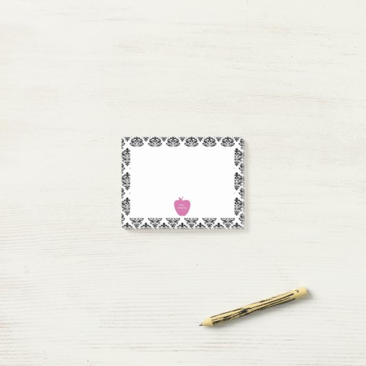 Roze Apple Damask-leraar Post-it® Notes (Op bureau)
