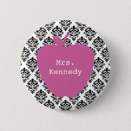 Roze Apple Damask-leraar Ronde Button 5,7 Cm