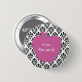 Roze Apple Damask-leraar Ronde Button 5,7 Cm (Voorkant /achterkant)
