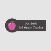 Roze Apple Faux Chalkboard-lerarenlabel Naamplaatje (Voorkant)