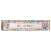 Roze Apple Floral Pattern Theacher Desk Name Bord Naambordje (Voorkant)
