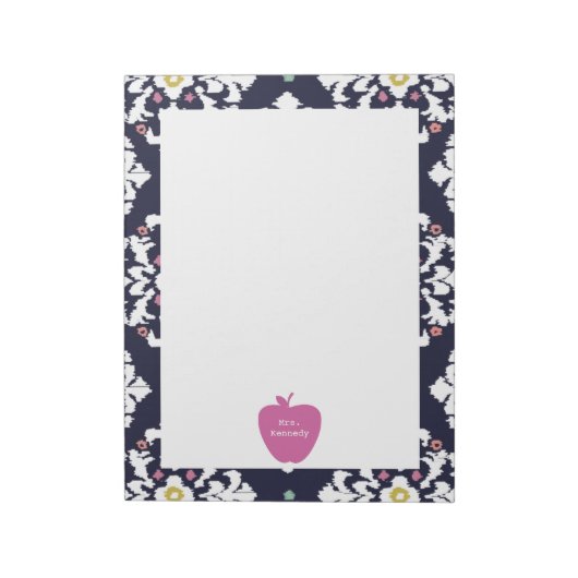 Roze Apple Ikat-leraar Notitieblok (Linkerzijde)