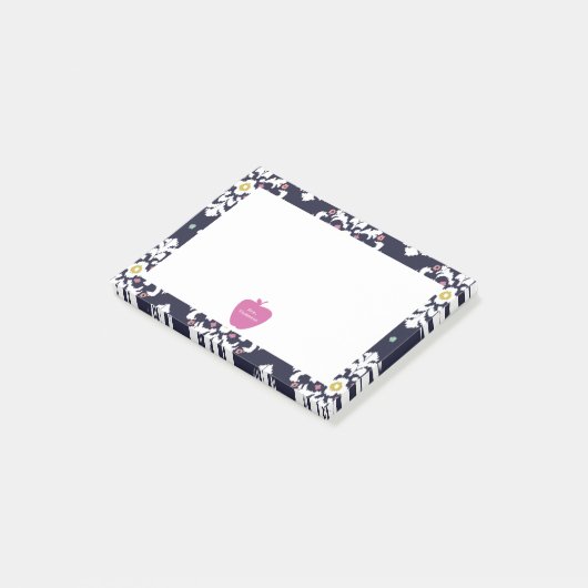 Roze Apple Ikat Teacher Post-it® notes (Schuin)