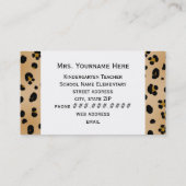 Roze Apple Leopard Print Teacher Visitekaartje (Achterkant)