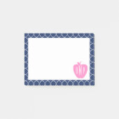 Roze Apple Navy Quatrefoil Monogram leraar Post-it® Notes (Voorkant)