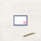 Roze Apple Navy Quatrefoil Monogram leraar Post-it® Notes (Op bureau)
