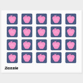 Roze Apple Navy Quatrefoil Vierkante Sticker (Vel)