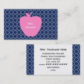 Roze Apple Navy Quatrefoil Visitekaartje (Voorkant / Achterkant)